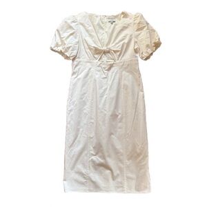 J.Crew Collection Cream Puff Sleeve Tie-Front Midi Dress Size 16